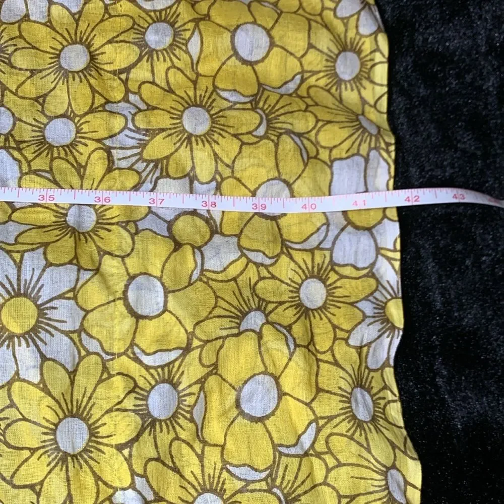 Women's Yellow Daisy Cotton Kaftan Swimsuit Cover Up & Matching Flip Flops NWT